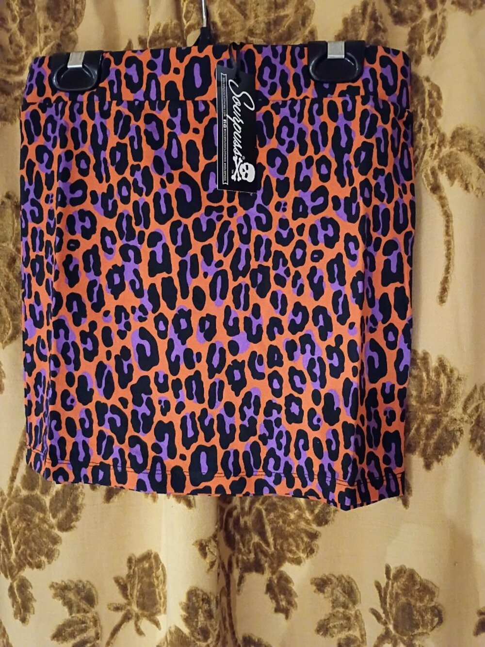 Sourpuss Orange Leopard Mini Skirt